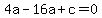 4a-16a%2Bc=0