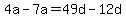 4a-7a=49d-12d