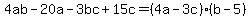 4ab-20a-3bc%2B15c=%284a-3c%29%28b-5%29