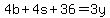 4b%2B4s%2B36=3y