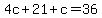 4c%2B21%2Bc=36