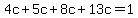 4c%2B5c%2B8c%2B13c=1