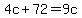 4c%2B72=9c