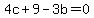 4c%2B9-3b=0