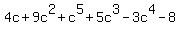 4c%2B9c%5E2%2Bc%5E5%2B5c%5E3-3c%5E4-8