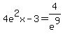 4e%5E2x-3+=+4%2Fe%5E9