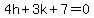 4h%2B3k%2B7=0