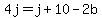 4j+=+j+%2B+10+-+2b