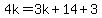 4k=3k%2B14%2B3