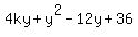 4ky+%2B+y%5E2+-+12y+%2B+36