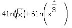 4ln%28sqrt%28x%29%29%2B6ln%28x%5E%281%2F3%29%29