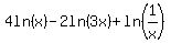 4ln%28x%29+-+2ln%283x%29+%2B+ln%281%2Fx%29