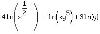 4ln%28x%5E%281%2F2%29%5E%22%22%29-ln%28xy%5E5%29%2B3ln%28y%29