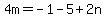 4m=-1-5%2B2n