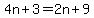 4n%2B3=2n%2B9