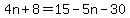 4n%2B8=15+-5n-30%29