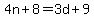 4n%2B8=3d%2B9