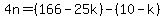 4n=%28166-25k%29-%2810-k%29