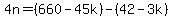 4n=%28660-45k%29-%2842-3k%29