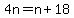 4n=n%2B18