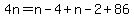 4n=n-4%2Bn-2%2B86
