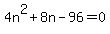 4n%5E2%2B8n-96=0