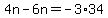 4n-6n=-3%2A34