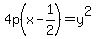 4p%28x-1%2F2%29=y%5E2