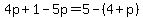 4p%2B1-5p=5-%284%2Bp%29
