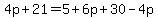 4p%2B21=5%2B6p%2B30-4p