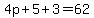 4p%2B5%2B3=62