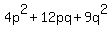 4p%5E2+%2B+12pq+%2B+9q%5E2