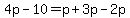4p-10+=+p%2B3p-2p