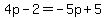 4p-2+=+-5p%2B5