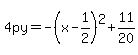 4py=-%28x-1%2F2%29%5E2%2B11%2F20