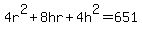 4r%5E2%2B8hr%2B4h%5E2=651