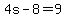 4s-8=9