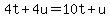4t%2B4u=10t%2Bu