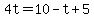 4t=10-t%2B5