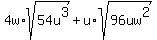 4w%2Asqrt%2854u%5E3%29%2Bu%2Asqrt%2896uw%5E2%29