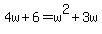 4w%2B6=w%5E2%2B3w