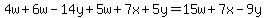 4w%2B6w-14y%2B5w%2B7x%2B5y+=+15w%2B7x-9y