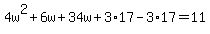 4w%5E2%2B6w%2B34w%2B3%2A17-3%2A17=11