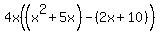 4x%28%28x%5E2+%2B5x%29-%282x%2B10%29%29+