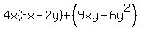 \"4x%283x-2y%29%2B%289xy-6y%5E2%29\"