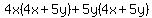 4x%284x%2B5y%29%2B5y%284x%2B5y%29