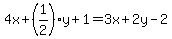 4x%2B%281%2F2%29y%2B1=3x%2B2y-2