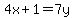 4x%2B1=7y