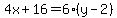 4x%2B16=6%28y-2%29