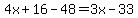 4x%2B16-48=3x-33